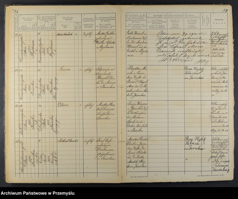 image.from.unit.number "Geburtsbuch des Isr.[aelitischen] Matriken-Bezirkes Jaroslau 1893"