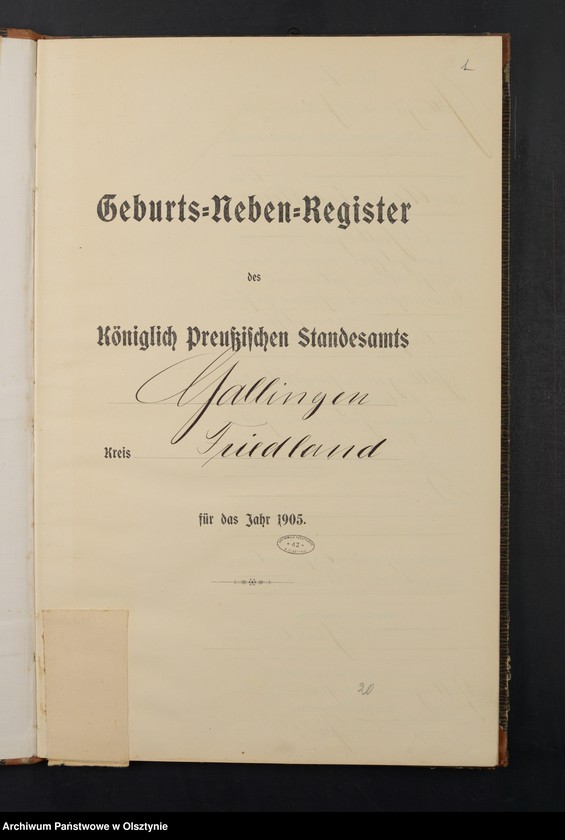 Obraz 4 z jednostki "Geburts-Neben-Register Nr 1 - 43"