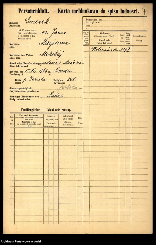 Obraz 9 z jednostki "[Spis ludności Łodzi] Gmerczyńska - Gogul"