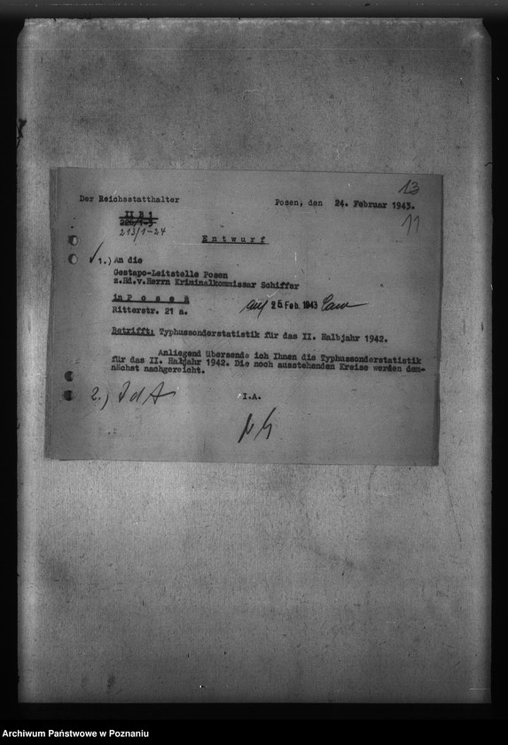 Obraz 17 z jednostki "Gauübersichten der Typhus - Sonderstatistiken"