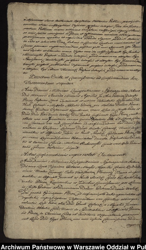 image.from.unit.number "Kopia testamentu z 1578 r. opata Pawła Kaleckiego z Mąkolina"