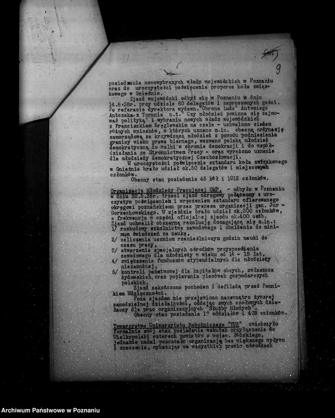 Obraz 13 z jednostki "Sprawozdanie półroczne z życia polskich legalnych stowarzyszeń i związków za okres od 1 kwietnia do 30 września 1938 r."