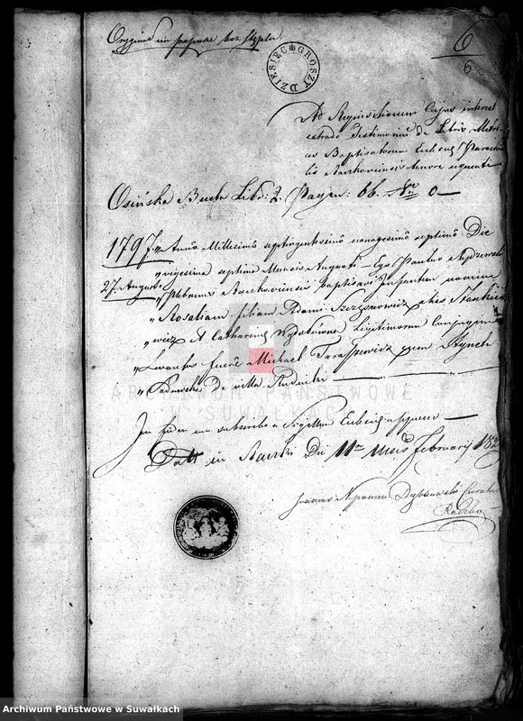Obraz 11 z jednostki "Dowody do Ksiąg metrykalnych Parafii Suwalskiey za roku 1825."