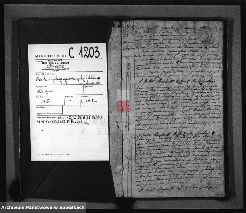 image.from.unit.number "Akta Urzędnika Stanu Cywilnego Gminy Jeleniewskiey Umarłych od Dnia 1-o Stycznia 1815. do ostatniego Grudnia tegoż Roku."