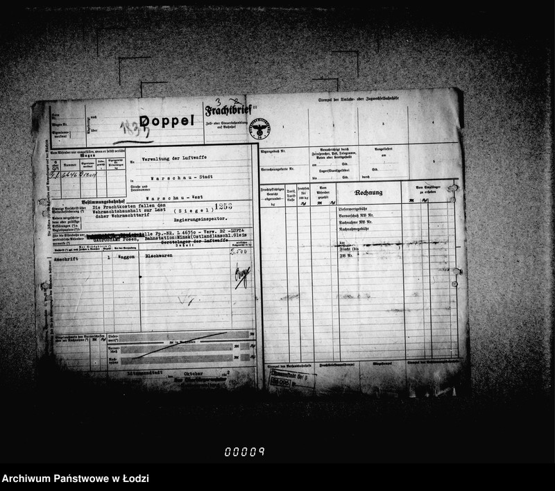 Obraz 8 z jednostki "Frachtbriefe doppel einige Ausgang vom 1301-1825a. [Wtórniki listów przewozowych]"