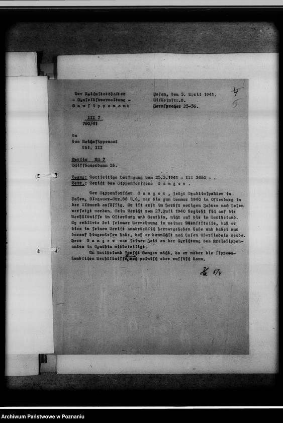 Obraz 9 z jednostki "[Korespondencja w sprawach organizacyjnych i obsady personalnej] Gausippenamt Posen [Poznań]"