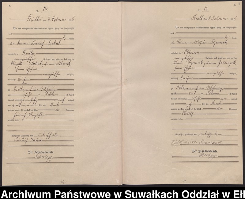 image.from.unit.number "Geburts-Haupt-Register des Königlichen Preussischen Standes-Amtes Bialla Kreis Johannisburg"