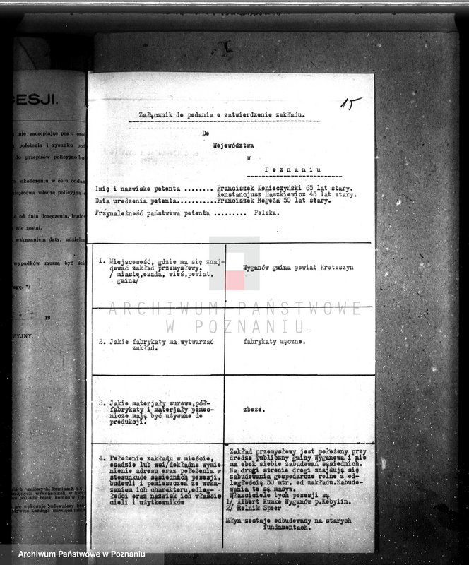 Obraz 19 z jednostki "Zatwierdzenie projektu młyna i piekarni Konieczyńskiego w Wyganowie, pow. krotoszyński nr woj. 530"