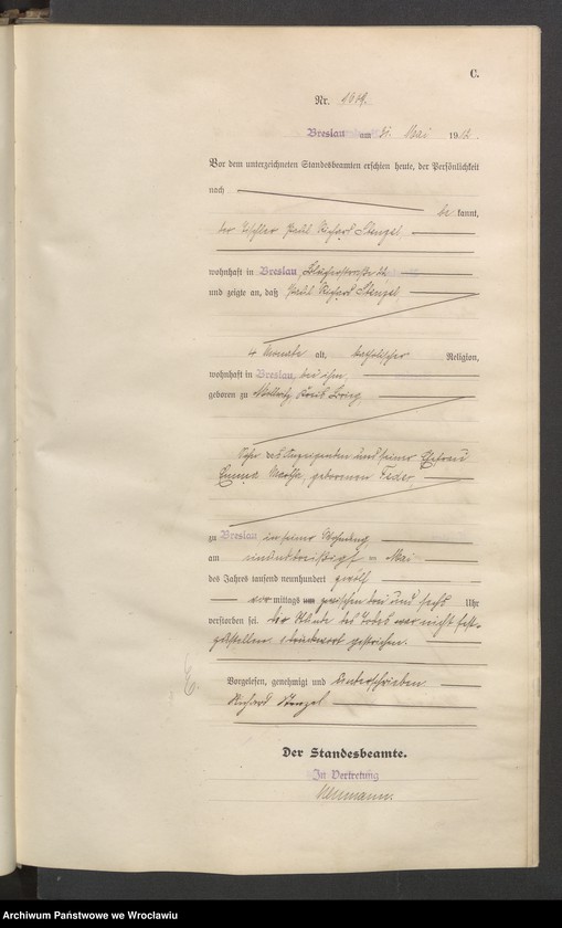 image.from.unit.number "Sterbe Haupt Register Standesamt Breslau III 1912 Band 5"