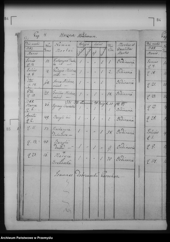 Obraz 16 z jednostki "[Kopie ksiąg metrykalnych parafii Hoczew z filiami Bachlowa, Dziurdziów (dekanat Baligród)]"