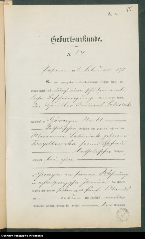 Obraz 17 z jednostki "[Dokumenty dostarczone przez narzeczonych do zawarcia związku małżeńskiego za 1901 rok. Tom XVIII]"