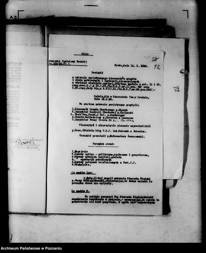 Obraz 15 z jednostki "Protokoły z zebrań periodycznych I instancji /naczelników władz i urzędów niezespolonych z terenu poszczególnych powiatów omawiające ogólną sytuację polityczną i społeczno-gospodarczą"