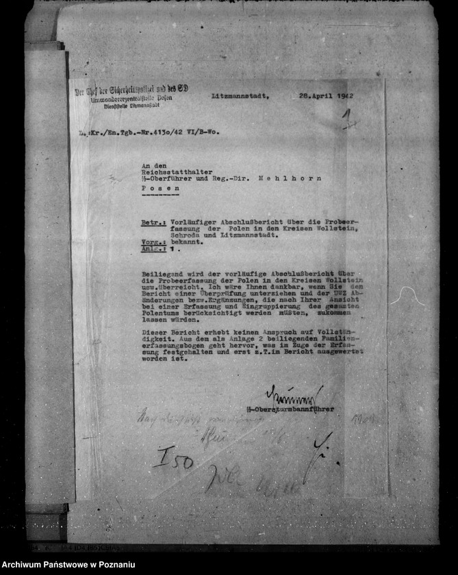 Obraz 5 z jednostki "Vorläufiger Abschlussbericht über die Probeerfassung der Polen im Warthegau"