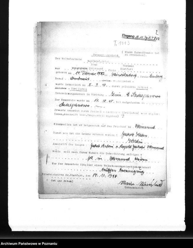 Obraz 6 z jednostki "Wykazy miejscowych Niemców, którzy zginęli w 1939 roku w różnych powiatach"