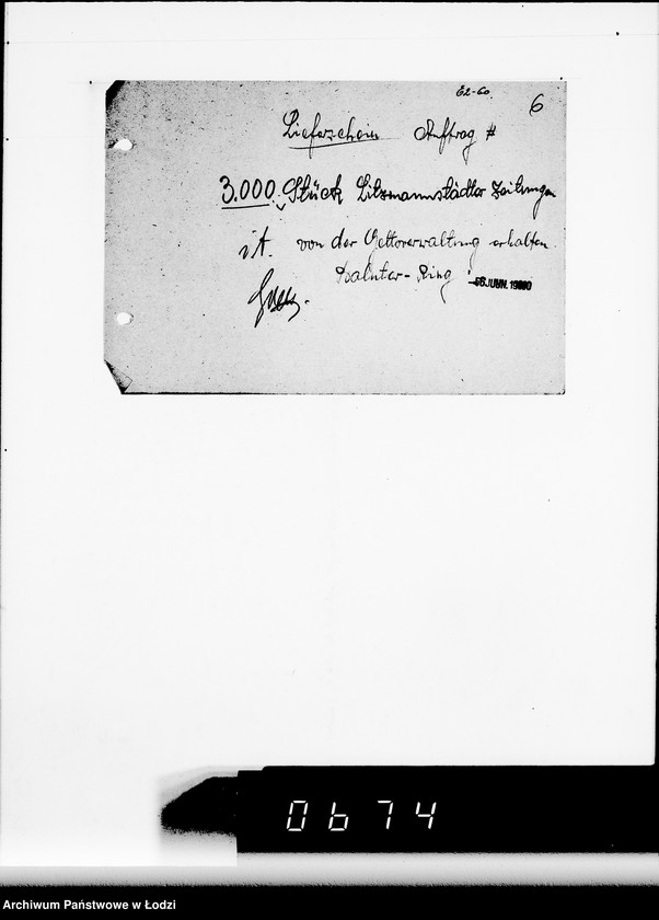 Obraz 10 z jednostki "Lieferscheine E II, Auftrag zum Medikamente"