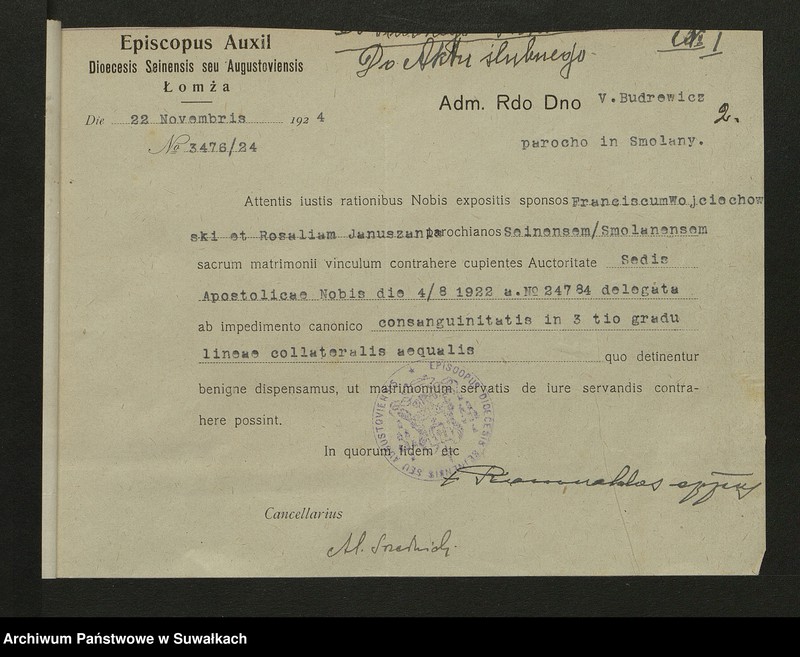 image.from.unit.number "Dokumenty zaślubionych Smolańskiej parafii za 1925 rok"