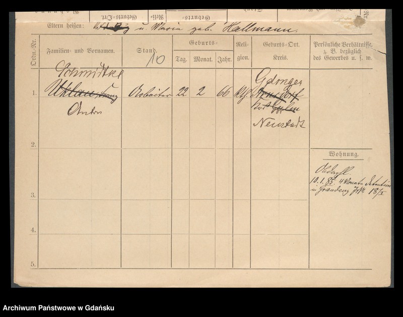 image.from.unit.number "Karty meldunkowe: Schmidtke - Schmirgalski"