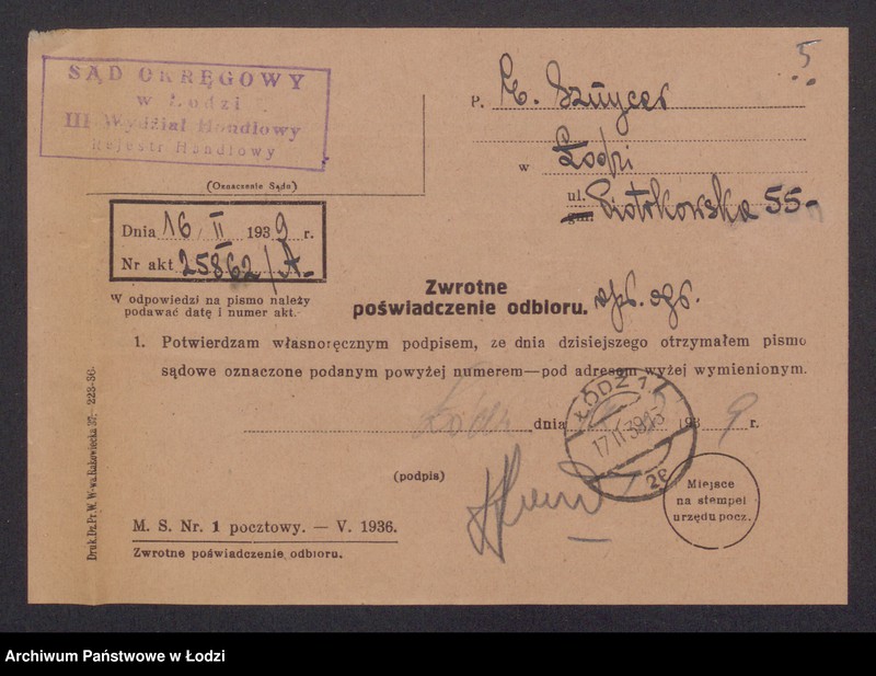 Obraz 7 z jednostki "Estera Sznycer – wyrób i sprzedaż towarów włokienniczych"