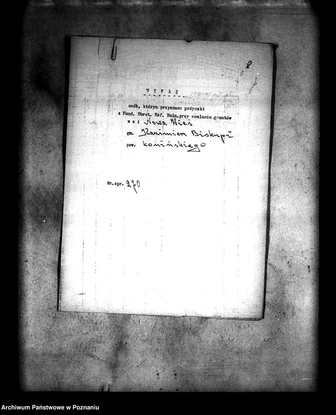 Obraz 11 z jednostki "Przyznanie pomocy kredytowej uczestnikom scalania gruntów wsi Nowa Wieś powiatu konińskiego"