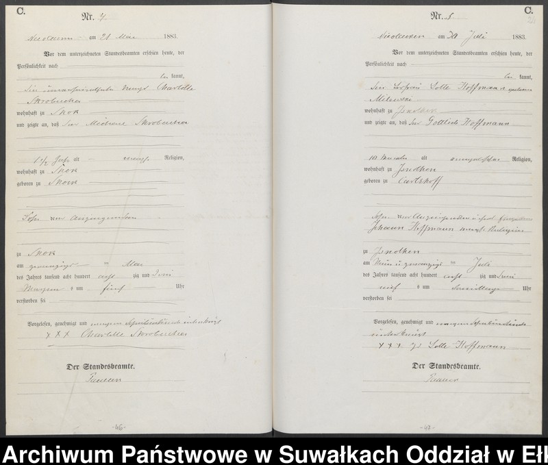 image.from.unit.number "Sterbe-Haupt-Register des Königlich Preussischen Standes-Amtes Forstrevier Nicolaiken Kreis Sensburg für das Jahr 1882[do 1884]"