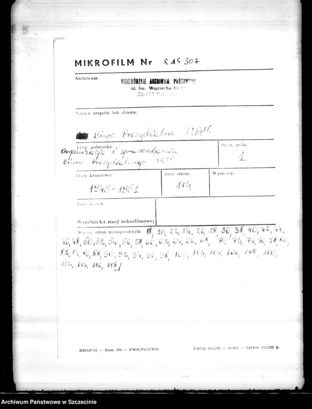 image.from.unit.number "Organizacja i sprawozdania Biura Prezydialnego Wojewódzkiej Rady Narodowej w Szczecinie"