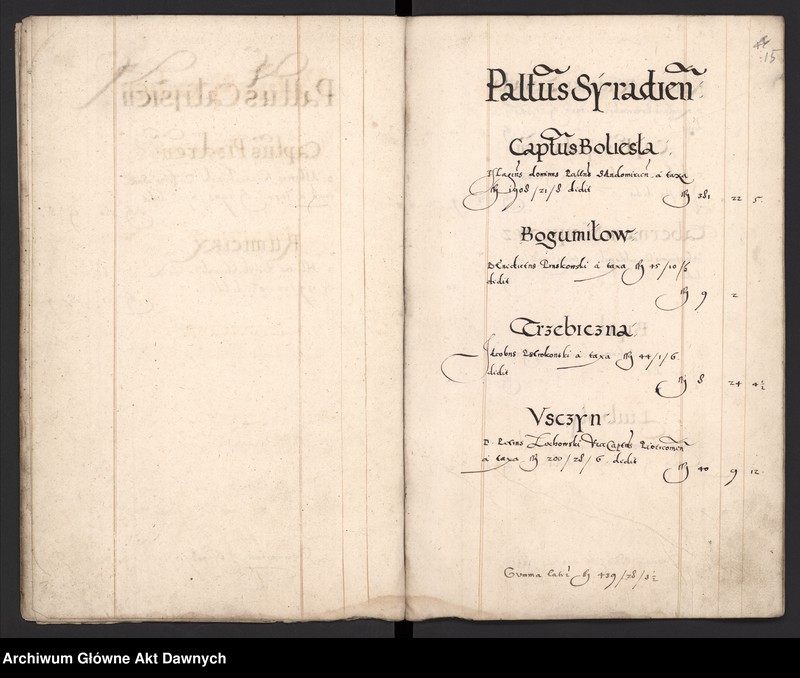 image.from.unit.number "Sumariusz pieniędzy i rejestr retenty piątej części z dochodów dóbr stołowych z terenów całej Rzeczpospolitej."