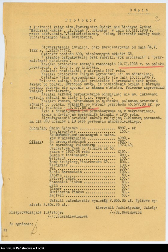 Obraz 5 z jednostki "Łódzkie T-wo Opieki nad biednymi żydami "Machzykaj Hadas" w Łodzi"