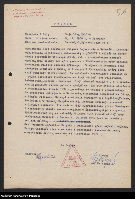 Obraz 17 z jednostki "Życiorysy powstańców wielkopolskich: D - tom l /Dajerling Feliks - Dłużak Jan/."