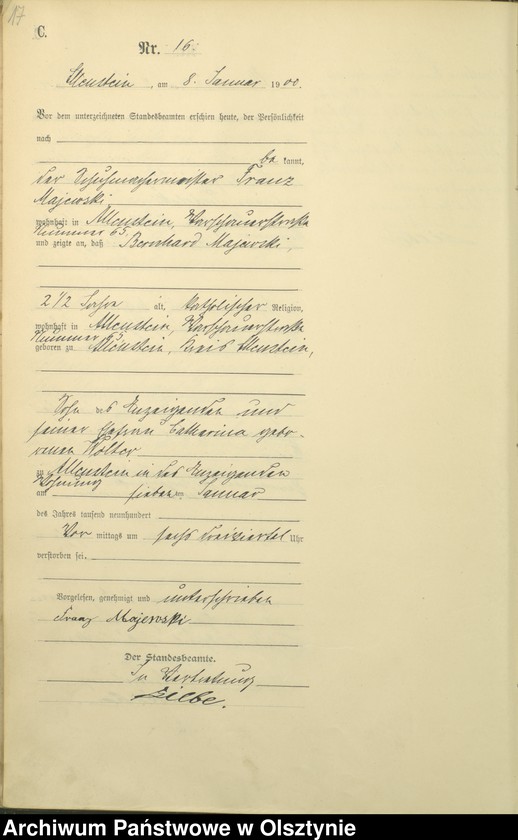 image.from.unit.number "Sterbe-Haupt-Register Tom I,Nr 1 - 399"