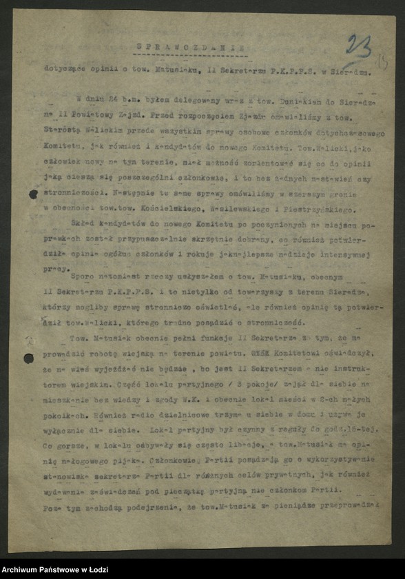 Obraz 16 z jednostki "Zażalenia, interwencje [członków PPS kierowane do WK]"