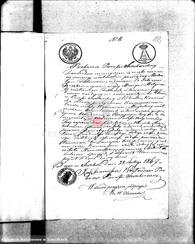 image.from.unit.number "Anneksa do Akt Zaślubionych Parafii Wigierskiej z Roku 1867."