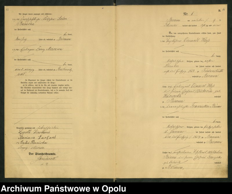 image.from.unit.number "Urząd Stanu Cywilnego Bierawa Księga małżeństw rok 1884-85"