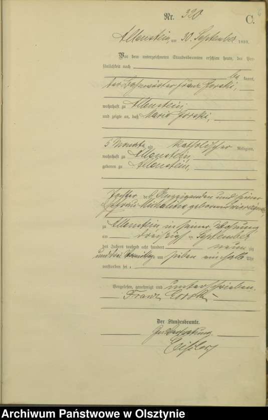 image.from.unit.number "Sterbe-Haupt-Register Tom II,Nr 316 - 463"