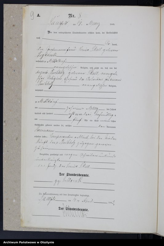image.from.unit.number "Geburts-Neben-Register Nr 1 - 20 /Fragment księgi/"