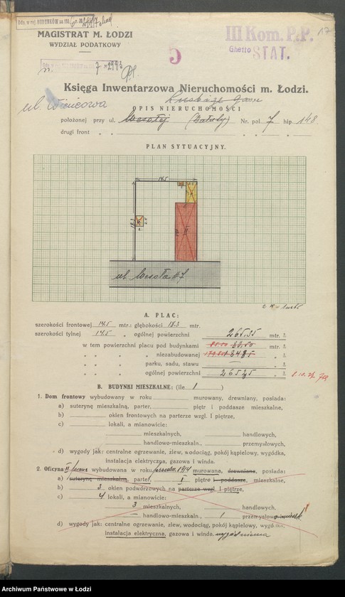 Obraz 19 z jednostki "Księga inwentarzowa nieruchomości m. Łodzi ul. Wieńcowa"