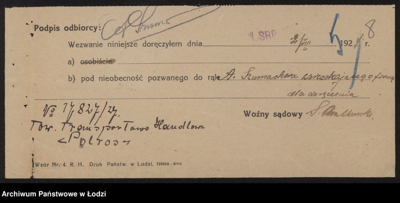 Obraz 10 z jednostki "Towarzystwo Transportowo-Handlowe "Polros" właściciele A.Szumacher i I.Szmulewicz"