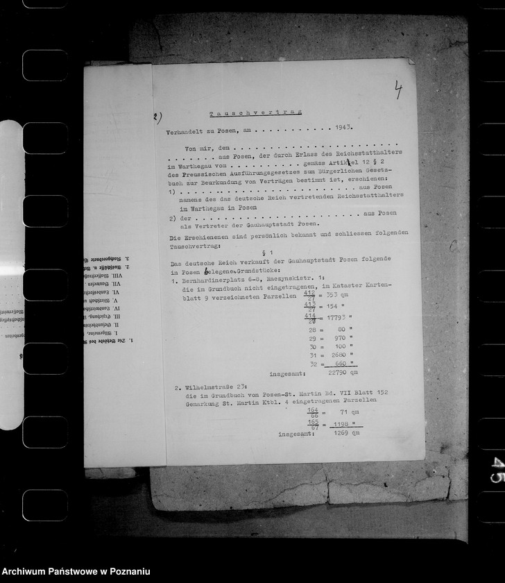 Obraz 8 z jednostki "Grundstückstausch mit der Stadt Posn- Schlossberg und Bernhardinerplatz"