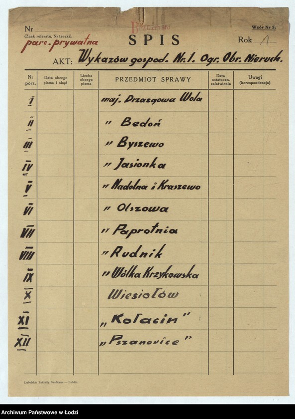 Obraz 4 z jednostki "Wykazy gospod. Nr. 1 pow. brzeziński"