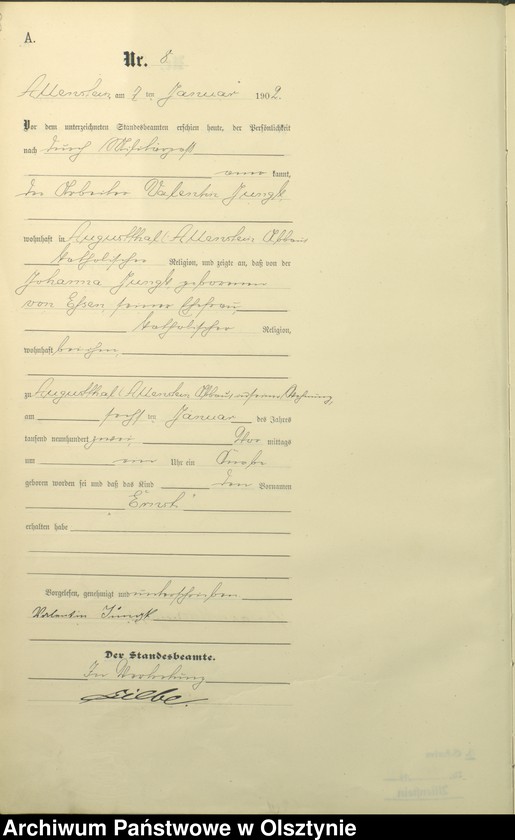 image.from.unit.number "Geburts-Haupt-Register Tom I,Nr 1 - 399"