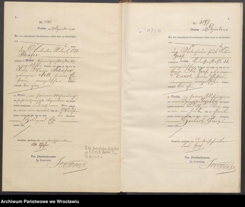 image.from.unit.number "Geburts-Haupt-Register Breslau I 1911 Band 9"