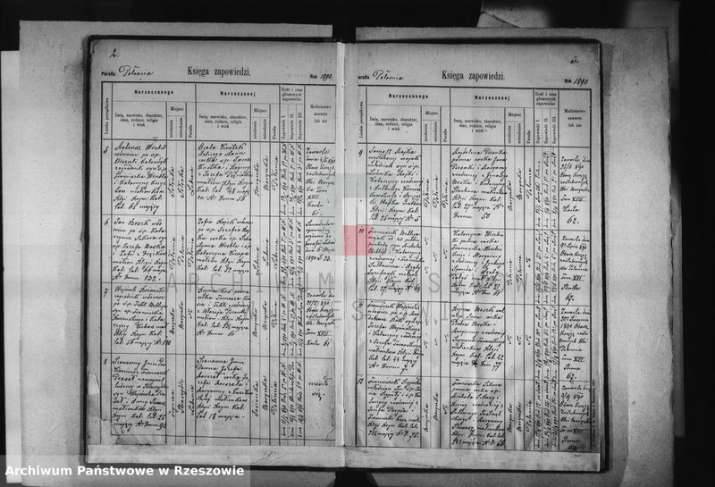 image.from.unit.number "Księga zapowiedzi , małżeństw , urodzeń i zgonów - Połomia, Baryczka, Glinik Charzewski, Glinik Zaborowski, Piekarówka i Wyżne za 1890 rok"