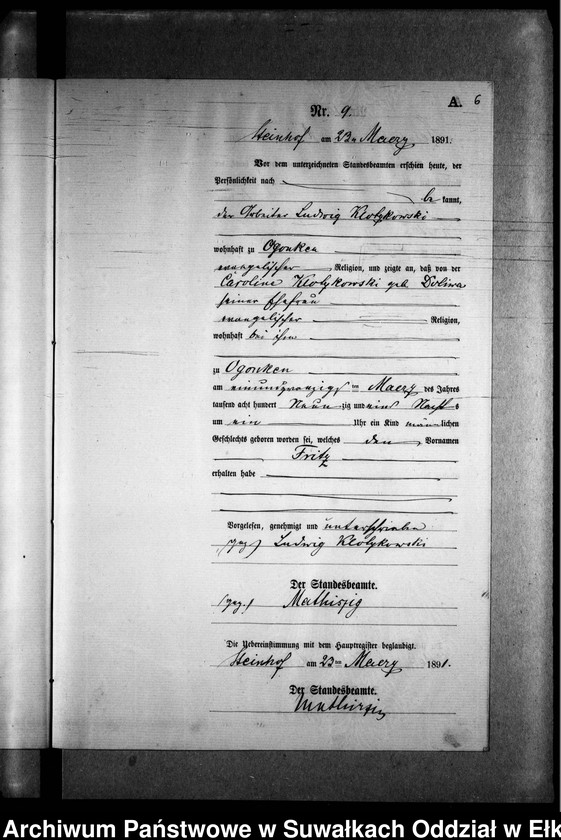 image.from.unit.number "Geburts-Neben-Register des Preussischen Standes-Amtes Gr. Strengeln Kreis Angerburg"