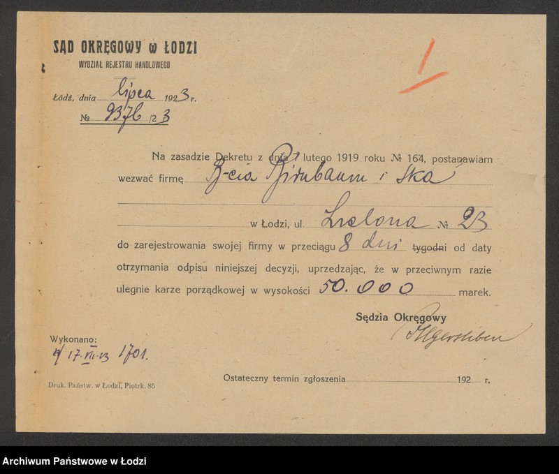 Obraz 3 z jednostki "Bracia Birnbaum i H.Feitlowicz- kupno i sprzedaż towarów manufakturowych"