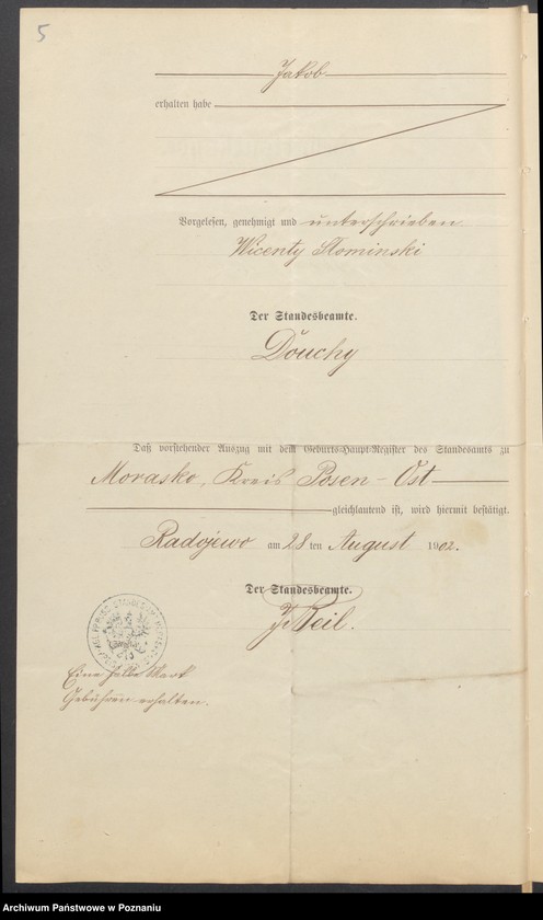 Obraz 7 z jednostki "[Dokumenty dostarczone przez narzeczonych do zawarcia związku małżeńskiego za 1902 rok. Tom XVI]"