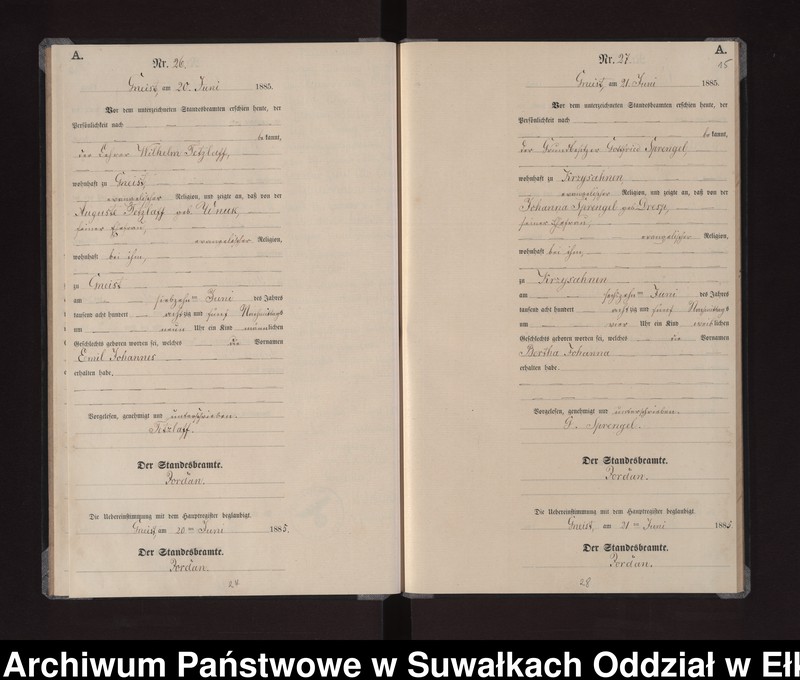image.from.unit.number "Geburts-Neben-Register des Königlichen Preussischen Standes-Amtes Gneist Kreis Loetzen"