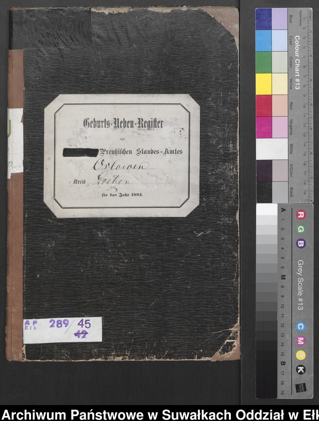 image.from.unit.number "Geburts-Neben-Register des Preussischen Standes-Amtes Orlowen Kreis Loetzen für das Jahr 1895"