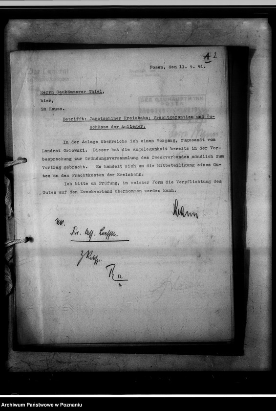 Obraz 5 z jednostki "Forderung gegen Anlieger der Jarotschiner Kreisbahn."