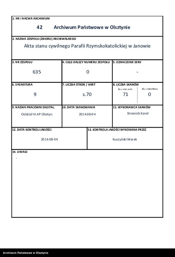 image.from.unit.number "Akta Urodzenia, Zeyścia y Małżeństw Gminy Janowskiey Obwodu Przasnyskiego Wojewodztwa Płockiego za Rok 1834"
