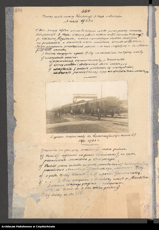 Obraz 1 z kolekcji "Obchody uchwalenia Konstytucji 3 Maja w zasobie Archiwum Państwowego w Częstochowie"