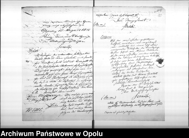 Obraz 10 z jednostki "Acta des Magistrats zu Oppeln betreffend den, zwischen den hiesigen Stadtkommune und dem hiesigen Königl[ichen] Land und Stadt-Gericht wegen Aufnahme der kranken Gefangenen in das städtische Krankenhaus, geschlossenen Vertrag"
